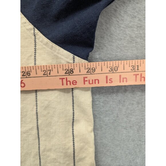 Disney Grumpy 7 Dwarfs Shirt Mens 2XL Tan Navy Pinstripe Baseball Jersey WDW - Picture 5 of 11